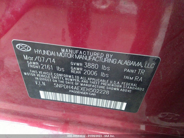 Hyundai ELANTRA SE 2014 5NPDH4AEXEH502228 Image 10