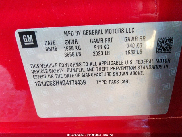 Chevrolet SONIC LT 2016 1G1JC6SH4G4174439 Image 11