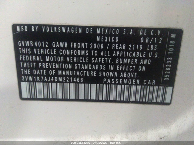 3VW1K7AJ4DM221468 Volkswagen Jetta Sedan S