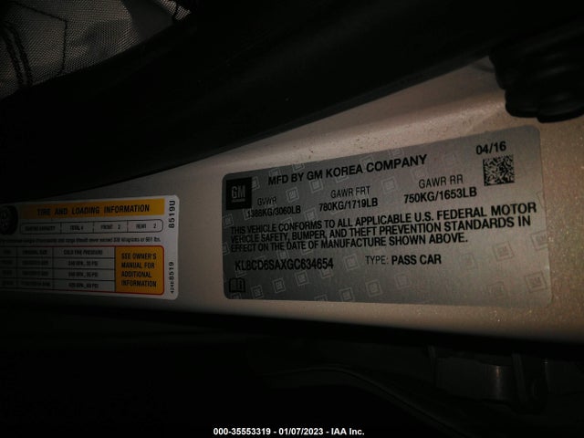 Chevrolet Spark Lt 2016 KL8CD6SAXGC634654 Image 9