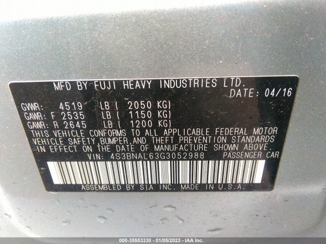 2016 Subaru Legacy, VIN: 4S3BNAL63G3052988