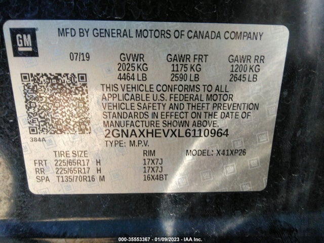 Chevrolet EQUINOX LS 2020 2GNAXHEVXL6110964 Image 11