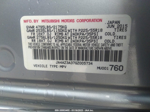 JA4AZ3A37GZ005734 Mitsubishi Outlander Se/sel/es