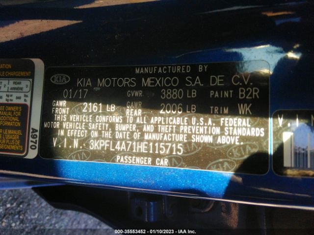 3KPFL4A71HE115715 KIA FORTE S