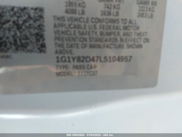 Chevrolet Corvette 3lt 2020 1G1Y82D47L5104957 Image 9