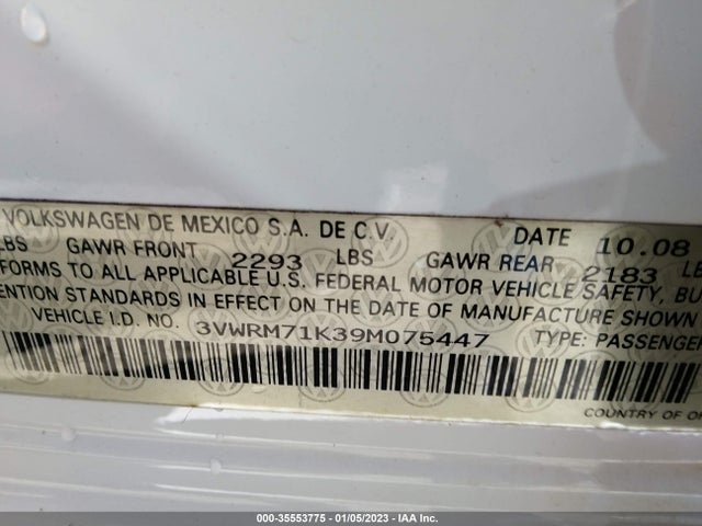 3VWRM71K39M075447 Volkswagen Jetta Sedan Se/sel