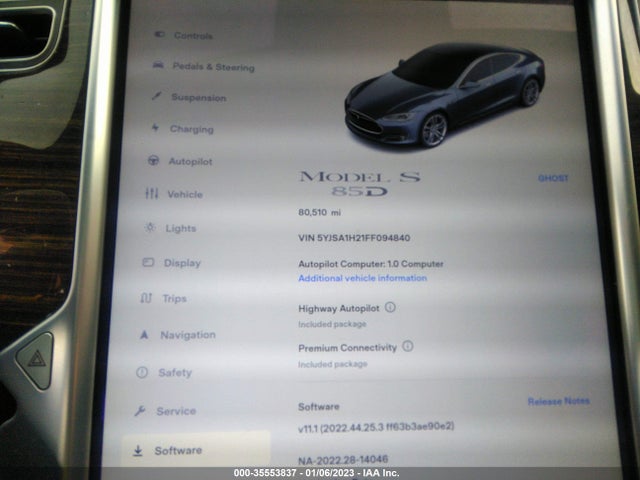 2015 Tesla Model S, VIN: 5YJSA1H21FF094840