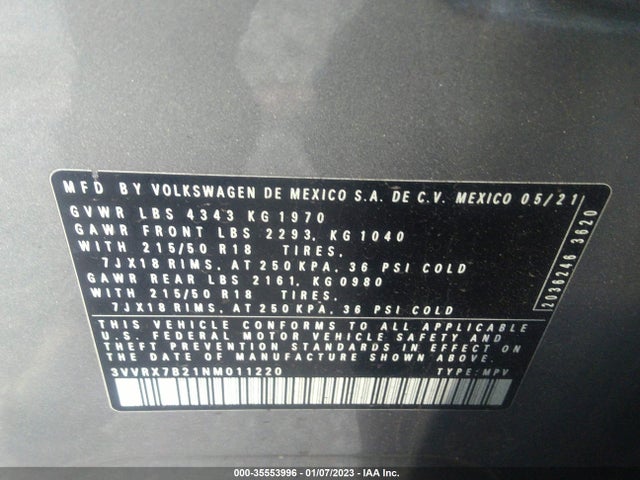 2022 Volkswagen Taos, VIN: 3VVRX7B21NM011220