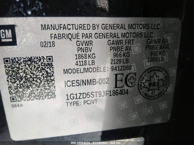 Chevrolet MALIBU LT 2018 1G1ZD5ST9JF186404 Image 9