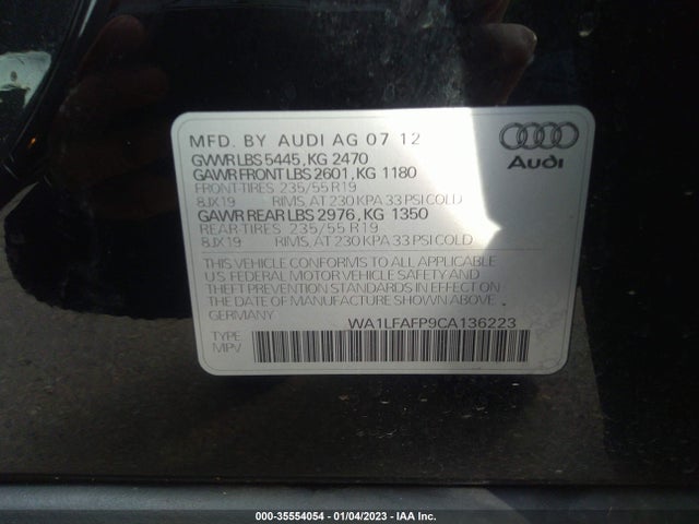 WA1LFAFP9CA136223 Audi Q5 2.0t Premium Plus