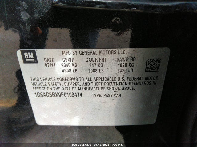 2015 Cadillac ATS, VIN: 1G6AG5RX9F0103474