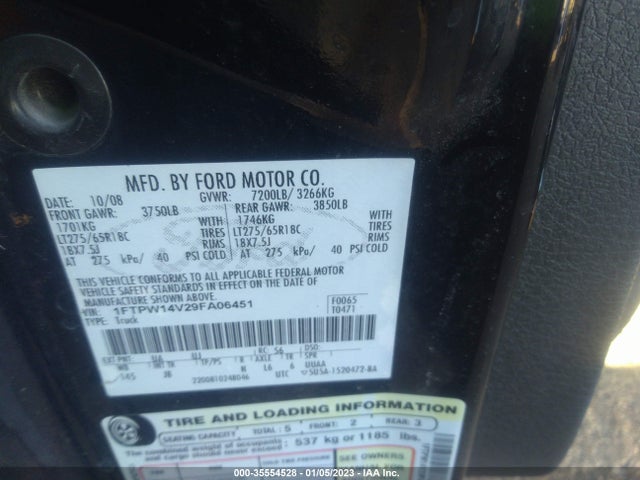 2009 FORD F-150 XL/XLT/FX4/LARIAT VIN: 1FTPW14V29FA06451