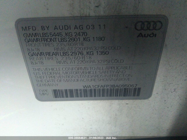 WA1CFAFP3BA095067 Audi Q5 2.0t Premium