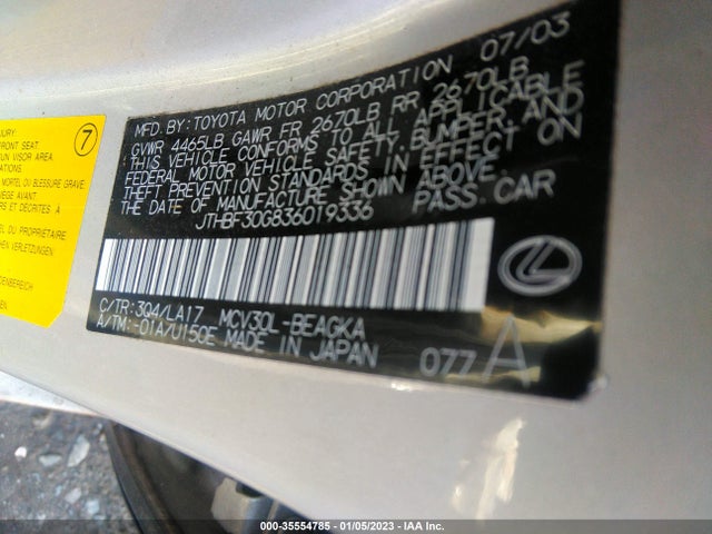 Lexus ES 300 2003 JTHBF30G836019336 Image 10
