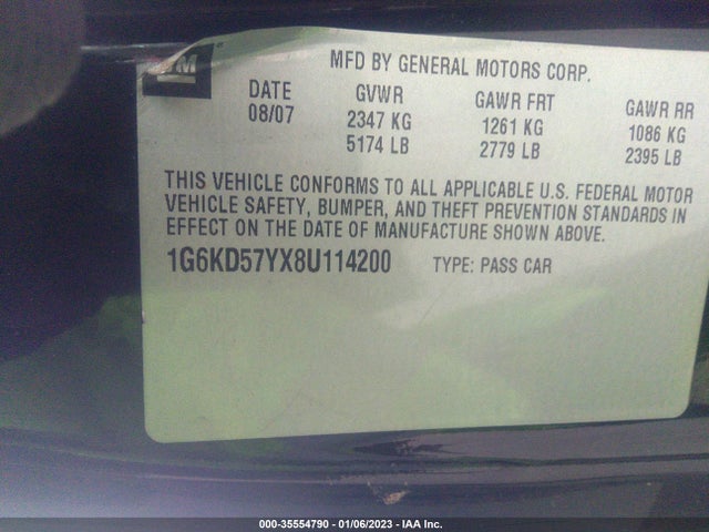 2008 CADILLAC DTS W/1SB VIN: 1G6KD57YX8U114200