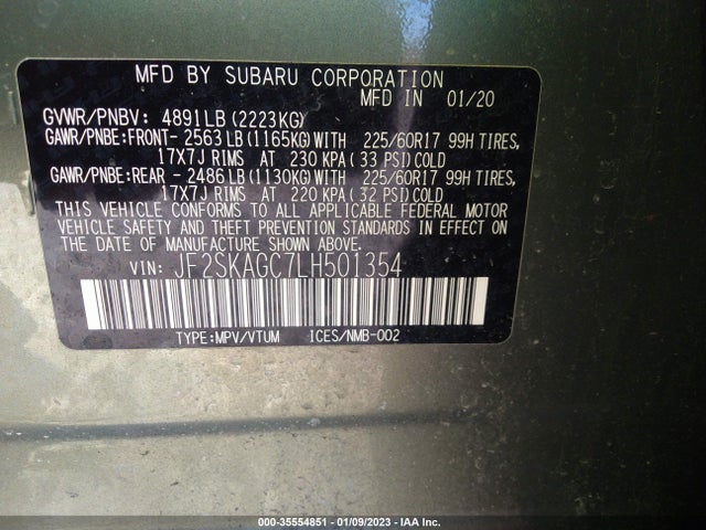 2020 Subaru Forester, VIN: JF2SKAGC7LH501354