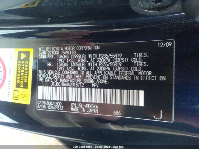 JTJBC1BA4A2018712 Lexus RX 450H