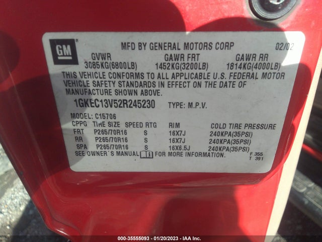 GMC YUKON SLT 2002 1GKEC13V52R245230 Image 10