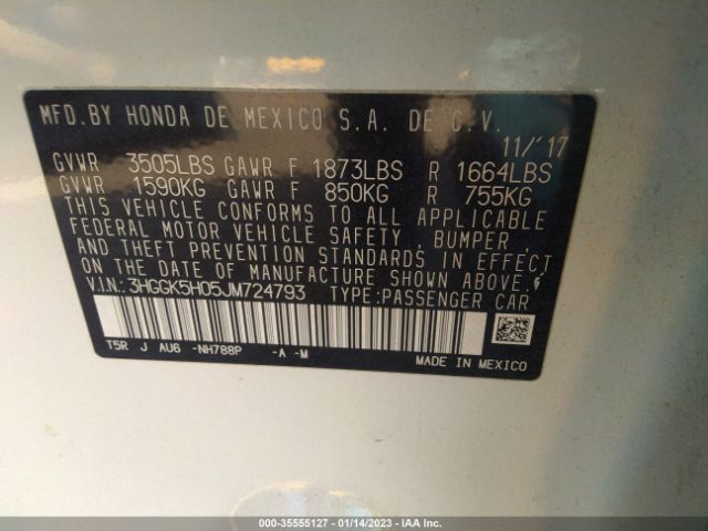 3HGGK5H05JM724793 Honda Fit Ex-l