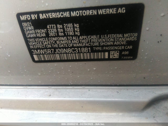BMW 3 Series 330i Xdrive 2022 аукцион фото