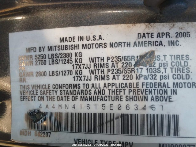Mitsubishi Endeavor 2005 4A4MN41S15E063461 Image 10