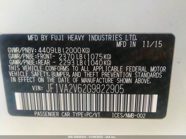 Subaru Wrx Sti 2016 JF1VA2V62G9822905 Image 10