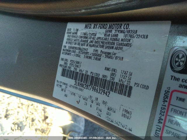 Lincoln MKZ 2009 3LNHM28T79R632942 Image 10