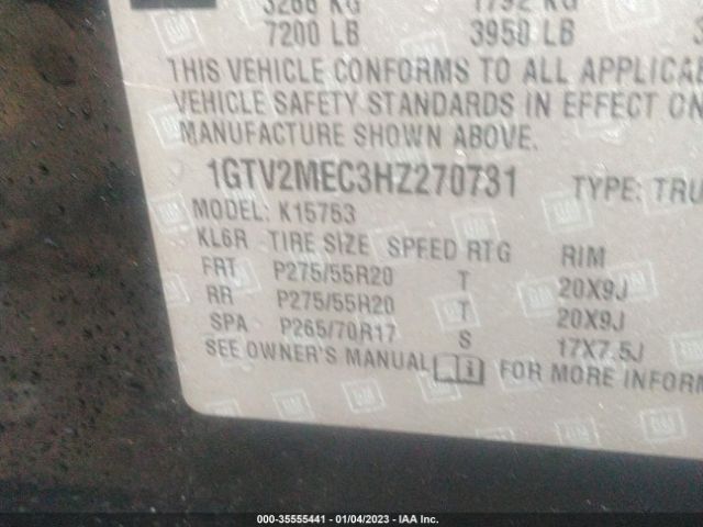 1GTV2MEC3HZ270731 GMC Sierra 1500 Sle