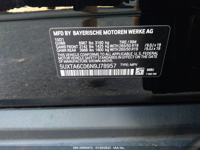 BMW X5 Xdrive45e 2022 5UXTA6C06N9J78957 Image 10