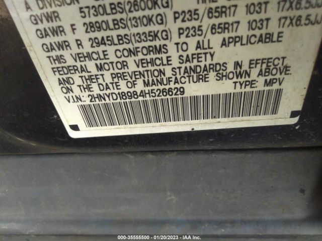 2HNYD18984H526629 Acura Mdx Touring Pkg Res W/nav