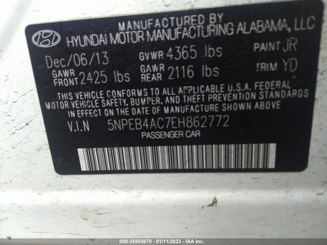 Hyundai SONATA GLS 2014 5NPEB4AC7EH862772 Image 11