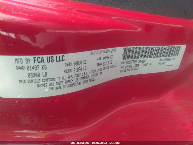 2015 Fiat 500, VIN: 3C3CFFBR6FT647884