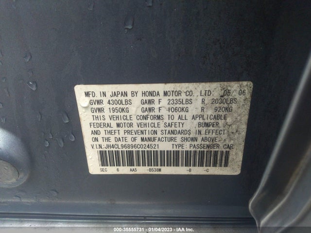 2006 ACURA TSX VIN: JH4CL96896C024521
