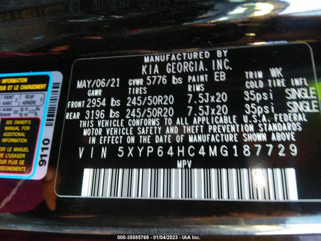 KIA Telluride 2021 5XYP64HC4MG187729 Image 10