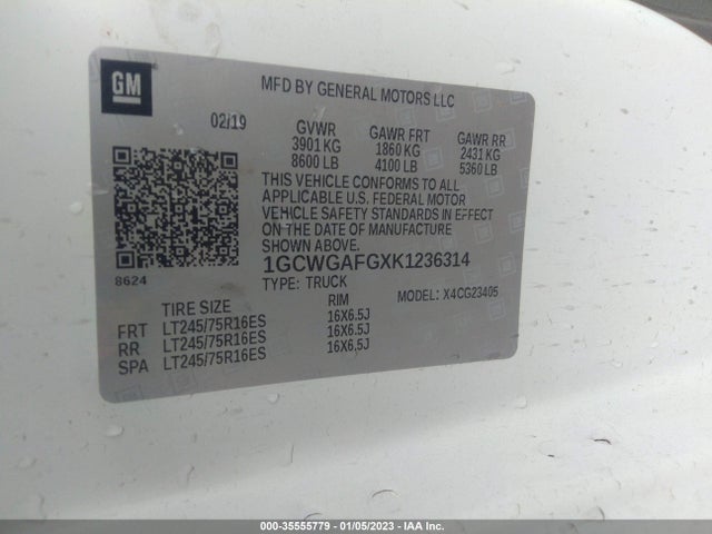 Chevrolet EXPRESS CARGO VAN 2019 1GCWGAFGXK1236314 Image 10