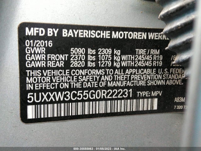 2016 BMW X4, VIN: 5UXXW3C55G0R22231