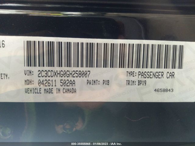 2C3CDXHG0GH258007 Dodge Charger Sxt