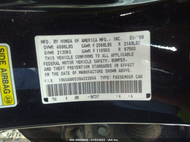2009 ACURA TL TECH VIN: 19UUA86539A022664