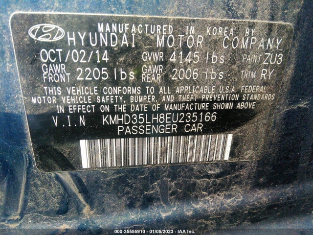 2014 HYUNDAI ELANTRA GT VIN: KMHD35LH8EU235166