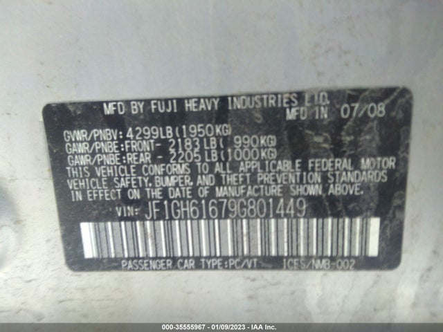 Subaru IMPREZA WAGON 2009 JF1GH61679G801449 Image 11