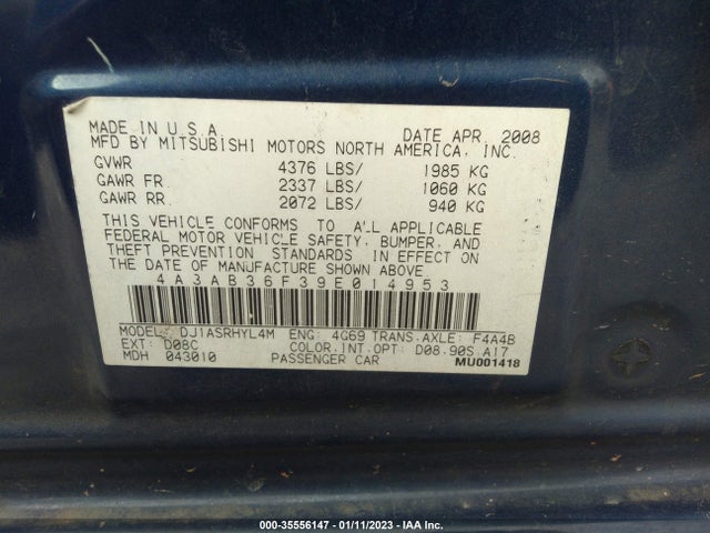 4A3AB36F39E014953 Mitsubishi Galant Es/sport