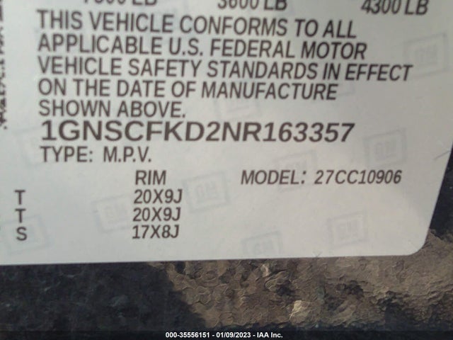 Chevrolet Suburban Premier 2022 1GNSCFKD2NR163357 Image 9