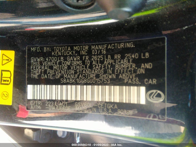 2016 Lexus ES, VIN: 58ABK1GG8GU015753