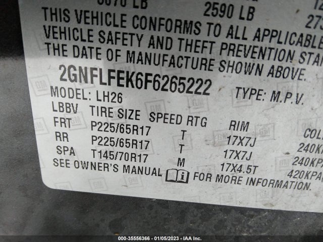 Chevrolet EQUINOX LT 2015 2GNFLFEK6F6265222 Image 10