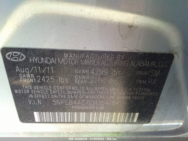 Hyundai SONATA GLS 2012 5NPEB4AC7CH354184 Image 10