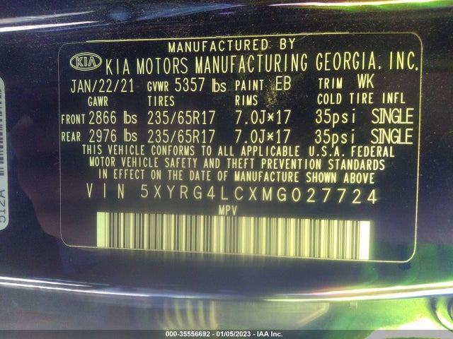 KIA SORENTO LX 2021 5XYRG4LCXMG027724 Image 10