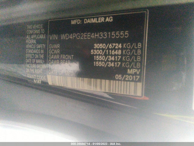 2017 Mercedes-Benz Metris, VIN: WD4PG2EE4H3315555