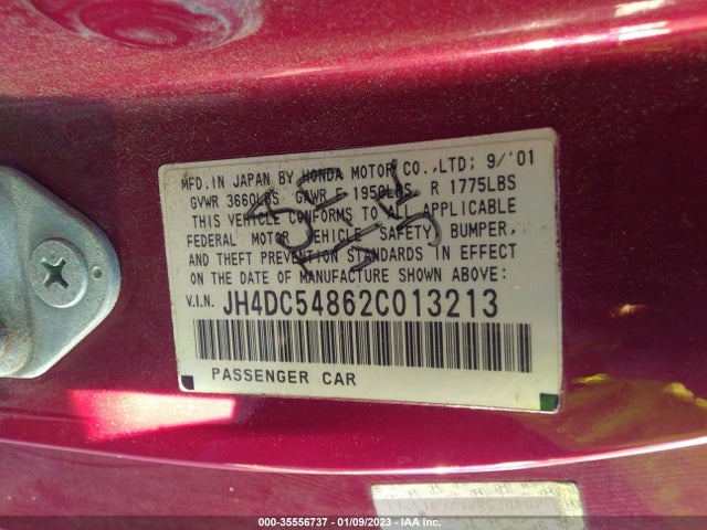 2002 ACURA RSX AUTO VIN: JH4DC54862C013213