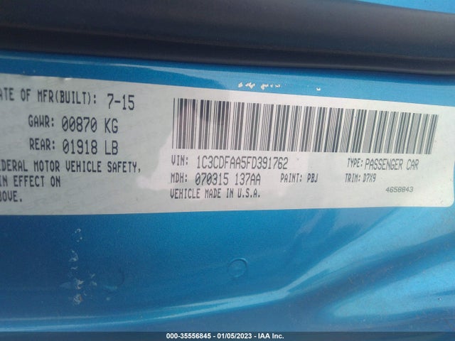 Dodge DART SE 2015 1C3CDFAA5FD391762 Image 9