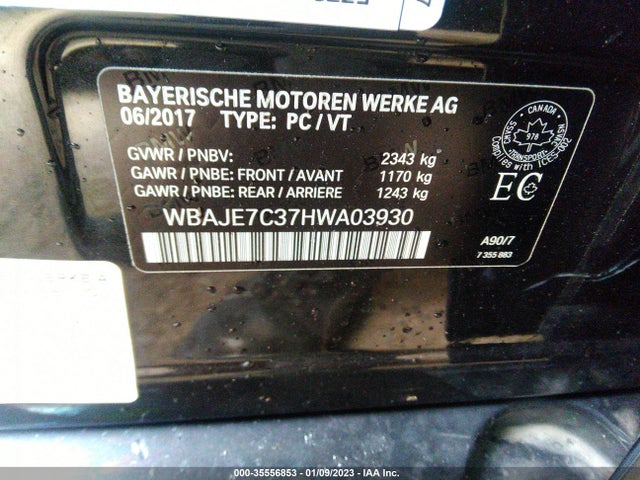 BMW 540i Xdrive 2017 WBAJE7C37HWA03930 Image 9